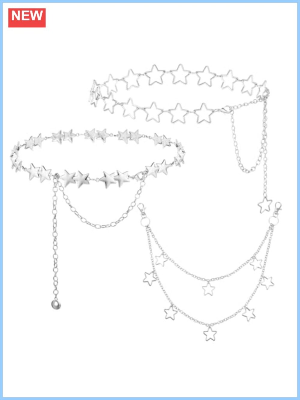 Y2K Alloy Body Chain Star Waist Belt Adjustable Lobster Clasp